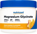 Nutricost Magnesium Glycinatpulver (Peach Mango, 250 gram) - Magnesium Glycinat (som Bisglycinat)