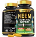 Neem Leaf täydentää - 8in1 Formula - Yhdistä berberiini, turmeeri, Holy Basil, Amla, Artisokka, Milk Thistle, ja Black Pepper - Immuuni tuki - 120 kapselia 4 kuukautta