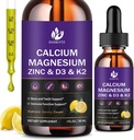 Calcium Magnesium Zinc Liquid Drops for Women and Men - Bone & Teeth, Immune Support, Liquid Calcium Supplement with Magnesium Glycinate, bitamina C D3 K2 B6 eta Itsasoko Moss | Sugar Free