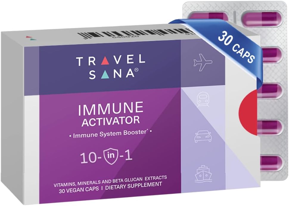 Immun-aktivátor-124; 10- in1 Immun-booster-124; Immunszuppresszív kiegészítő Beta-Glukán, C-vitamin, A, D3, B6, B9, B12, Cink, szelén és Mangán-propán-124; 30 Vegán-kapszula