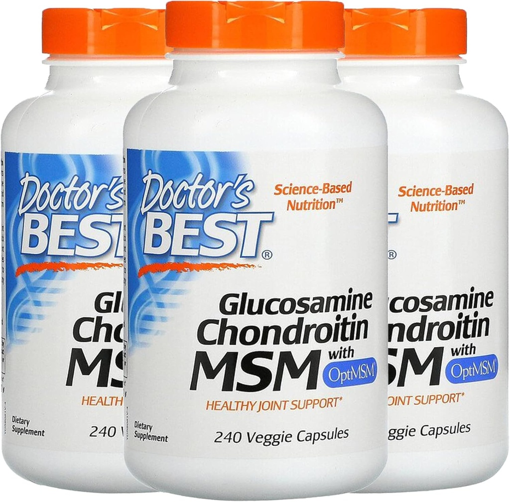 Докторски BEST, (3 Pack Glucosamine Chondroitin MSM with OptiMSM, 240 Veggie Caps