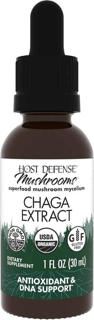 Host Defense Chaga Extract - Immune System Support Supplement - Chaga Mushroom for Antioksidant Aktivitetsstøtte - Flytende Dietary Mushroom Supplement - 1 fl oz (30 Serveringer)*