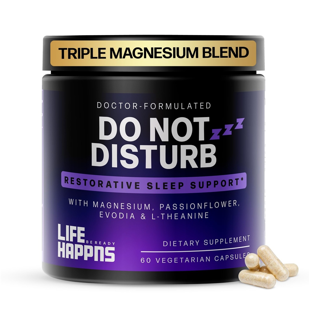 Doctor Formulated Triple Magnesium for Sleep, Calm & Relaxation with Chelated Magnesium Glycinate, L-Theanine, Passionflower & Evodia – Non-Habit, No Melatonin Magnesium Sleep Aid Support Supplement