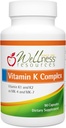 Wellness Resources Vitaminas K Complex Addition - 600 mcg Vitaminas K2 (kaip MK-4 ir Trans MK- 7) ir 1000 mcg K1- Kaulų stiprumo ir širdies sveikatos - K2 Vitamino papildas - 90 kapsulių Non- GMO