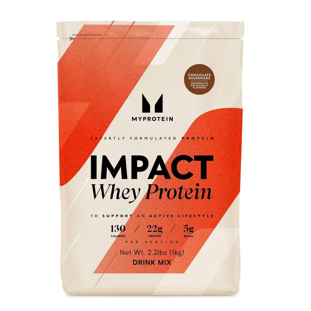 Myprotein Impact Whey Protein Powder, 2.2 Lbs (30 Servings) Chocolate Milkshake, 22g Protein & 5g BCAA Per Serving, Protein Shake for Superior Performance, Muscle Strength & Recovery, Gluten Free