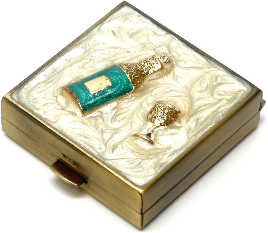 9328 Náměstí malé Pill Box Pořadatel Cream White Brass Ženy Travel Pill Pouzdro Kapsa Kapsa Kontejner Denní portable Medicine Vitamin Box Medikace Dodatek Mini skladování