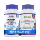 ULTALIFE Men's Health Duo - 2 Bottles - One Prostate Support Complex with Saw Palmetto & Beta Sitosterol & One HIGH Blood Pressure Supplement with Garlic & Hawthorn Berry Fast-Acting Capsules for Men