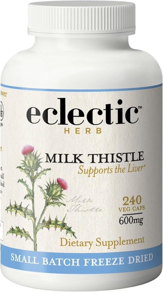 Eclectic Herb - Premium Freeze qaldırılmış Süt Butle Kapsüller / Dietary Supplement / Liver Support, Detox, Cleanse + saxlamaq / Natural, Non-GMO, Vegan (240 CT / 600 mg)