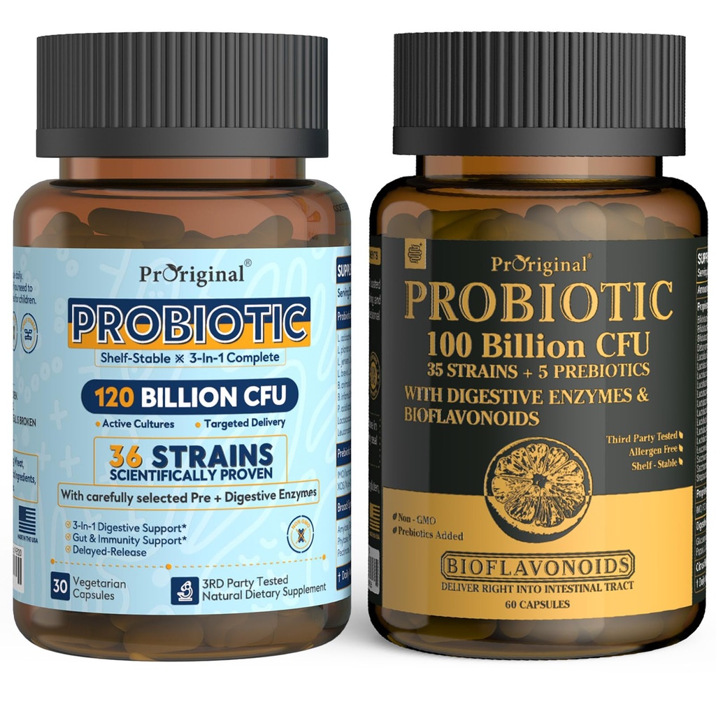 Probiotic 100 Billion CFU + 120 Billion CFU for Gut & Digestive Health, Vegan Acidophilus Probiotic Supplement