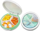Serfeymi Small Pill Box - 3 Komponenten Tragbare Pille Box für Geldbörse Tasche, Compact Mini Travel Pill Case - Geeignet für Medizin, Vitamin, Fish Oil, Supplements - Weiß( Marmor)