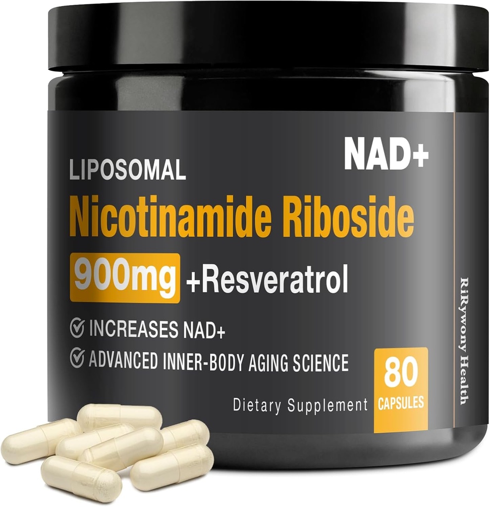 NAD priedas - NAD + su Nicotinamide Riboside (NP) ir Resveratrol Quercetin 900mg Pure Organic NAD Plus ląstelių remonto sveiko senėjimo smegenų funkcija, 80 kapsulių