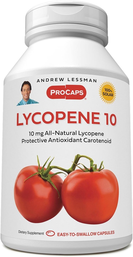 ANDREW LESSMAN Lycopene 10 mg - 360 Softgels - Protective Antioxidant Carotenoid. Hjælper Beskytte Væv fra Free- Radikale Skader, Understøtter Bryst, Prostata, Kardiovaskulære System. Ingen tilsætningsstoffer