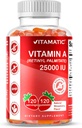 Vitamatic Sugar Free Vitamin A 25000 IU Gummies (Retinyl Palmitate) - Natural Strawberry Flavor - 120 Pectin Based Gummies (3 Bottles)