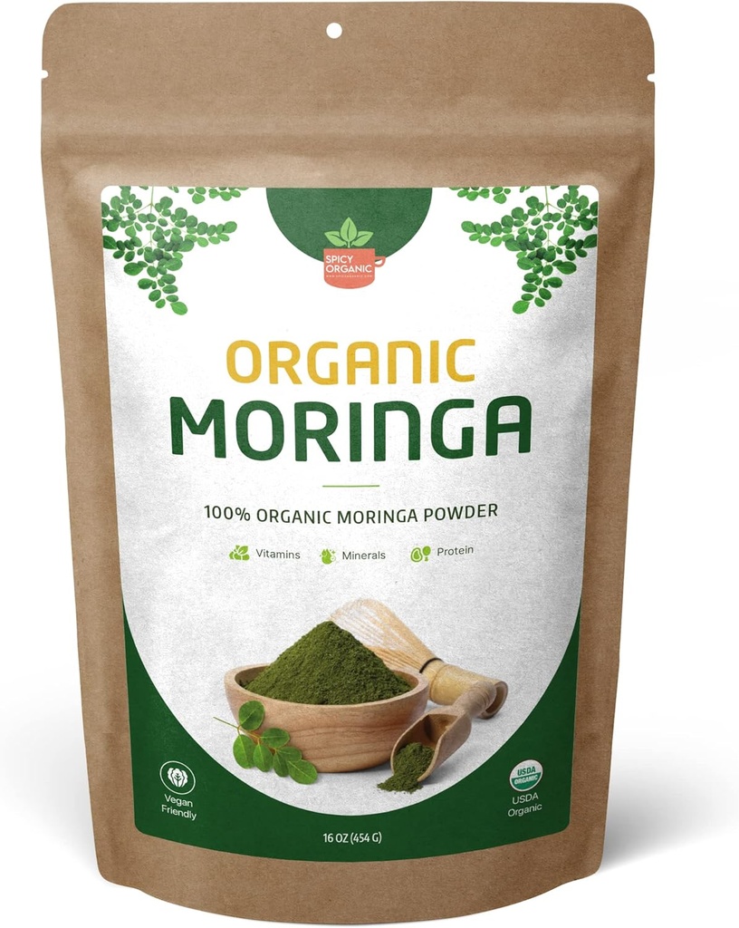 Organic Moringa Leaf Powder – USDA Certified Green Superfood 