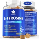 L Tyrosine Gummies 1100mg Mood Support Blend, med Ashwagandha, L-Theanine, Vitamin B Complex B6, Folate (Vitamin B9), Focus & Memory, Cognition & Brain Function, Energy Boost,Stress Support, 2Pc/120ct