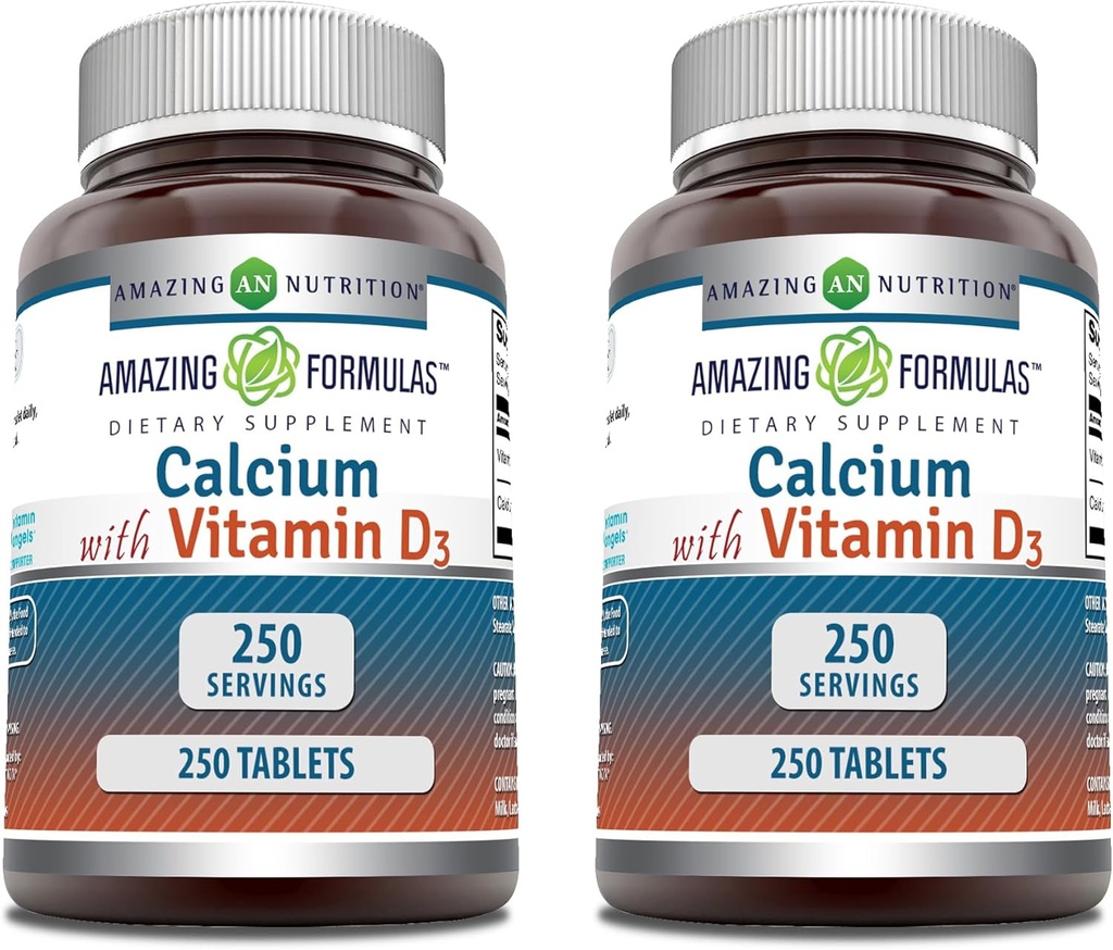 配有维生素D3的神奇公式 Calcium Supplements QQ 平板电脑 Non-GMO QQ Free QQ 在美国制造(2 Pack, 250 Counter)