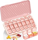 Pill Organizer 3 Times A Day, 7 Day Pill Box - GloDeals Weekly Pill Organizer, Vitamin Balıq Yağı Təhlükəsiz Daily Medicine Konteyner Seramik Case, Pink
