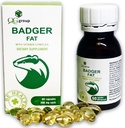 QG-gruppen Badger Fat Natural Source of Polyunsaturated Fatty Acids - 60 kapslar, 300 mg Varje