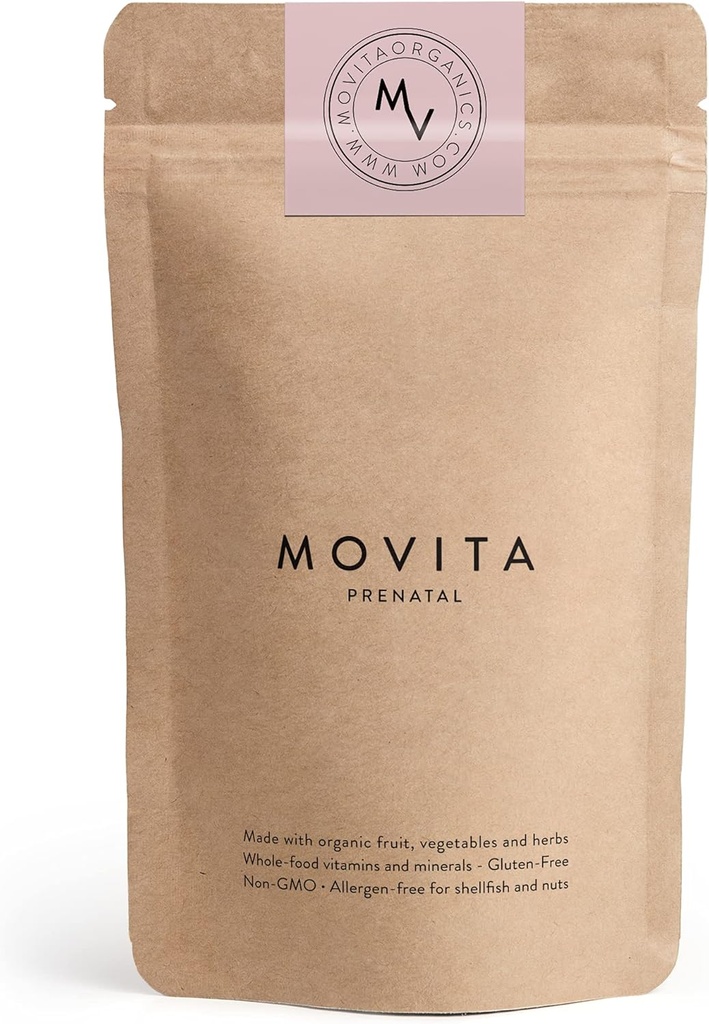 Movita Prenatal Multivitamin – Organic Fermented Whole Foods for Healthy Pregnancy, Fetal Development & Postnatal Support – Vegan, Glutenfrei, Non-GMO, 30-Day Supply (Eco-Friendly Refill Pouch)