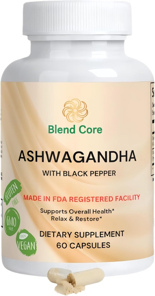 Ashwagandha з чорним перцем Ashwagandha добавки – 60 граф Pure Ashwagandha Capsules for Immune Support, Energy Boost – Non-GMO Vegan Friendly Ashwagandha Комплекс