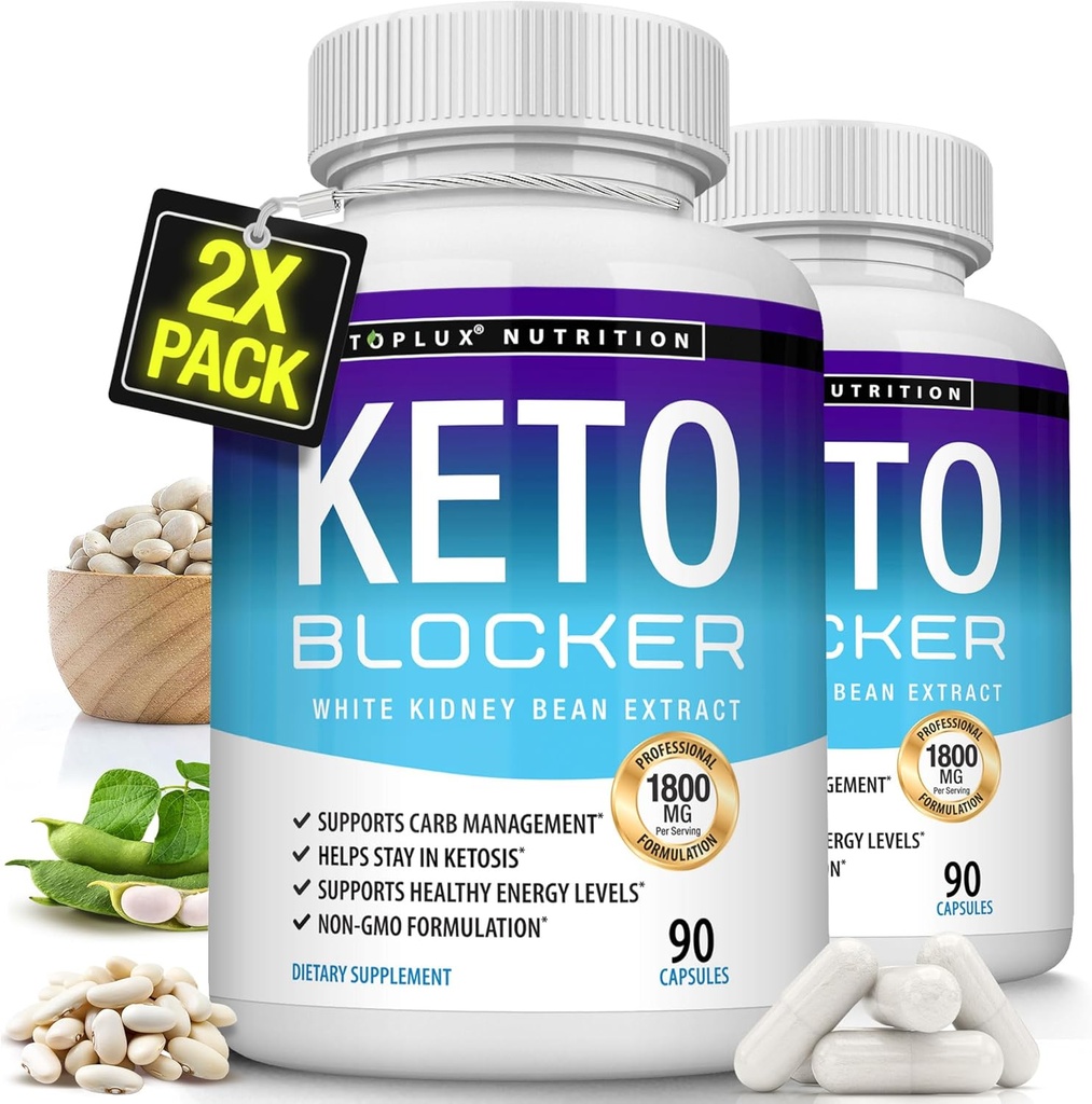 Toplux Keto Blocker Таблетки Білий Кідні Bean Extract - 1800 мг Натуральний Кетоз, Підтримка Keto Дієта, для чоловіків жінок, 90 капсули, добавки