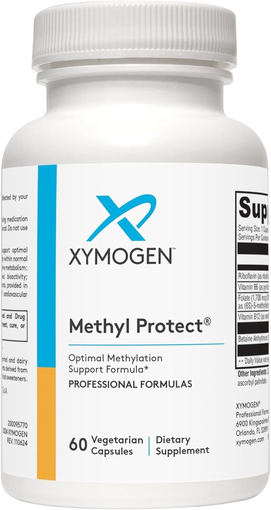 XYMOGEN Methyl Protect - Optimale Methylierungsformel mit Methylschaum, Vitamin B12 (Methylcobalamin b12), Riboflavin + B6 Vitamine - Kognitive, Homocystein + Herzgesundheitsergänzungsmittel (60 Kapseln)