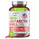 Purity Labs Antarctic Krill Oil 2000mg Omega-3 with Astaxanthin 800mcg Supplements to Support Memory- Rich in Omega 3, Fatty Acids, DHA, EPA & Phospholipids - 60 Softgels