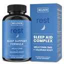 WellPath Rest Valerian Root Sleep Aid for Adults with Melatonin & L-Theanine | Natural & Herbal Sleeping Pills with Extra Strength | | 5-HTP, Lemon Balm, Chamomile, 60 Ct