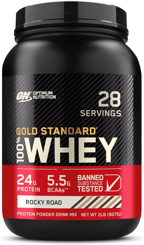 Optimum Nutrition Gold Standard 100% Whey Protein Powder, Rocky Road, 2 Pound (Packaging May Vary)