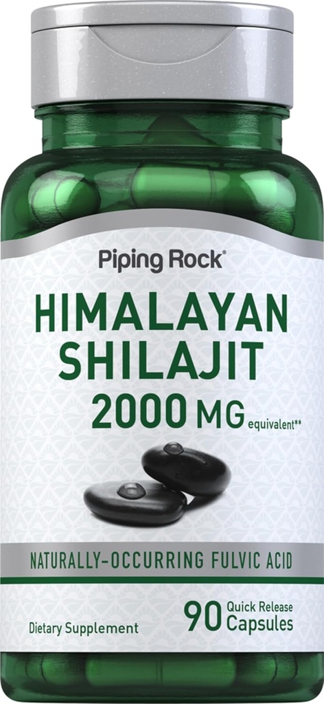 배관 바위 Shilajit 캡슐 | 2000mg | 90 개 | Himalayan Fulvic 산 | Non-GMO, 글루텐 무료 보충