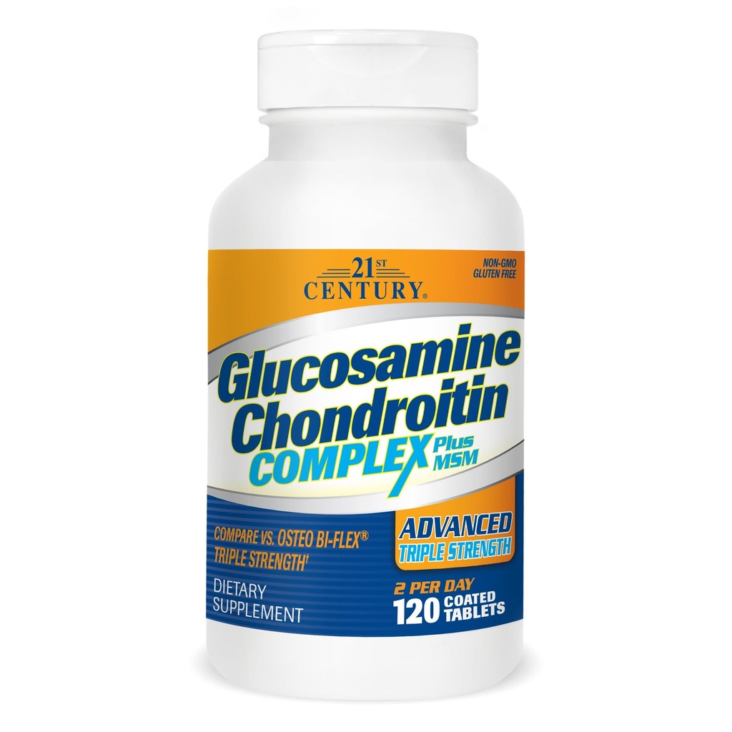 21st Century Glucosamine Chondroitin Complex Plus MSM, Advanced Triple Strength, 120 Coated Tablets