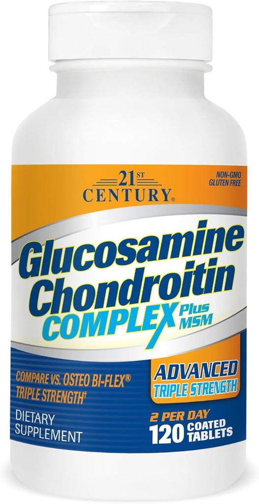 Complexo de Chondroitina de glucosamina do século XXI Plus MSM, Tripla Forza Avanzada, 120 Tablets