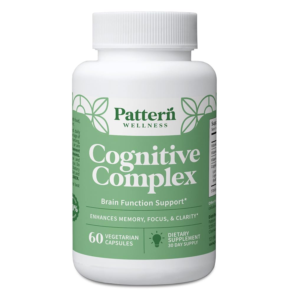 Pattern Wellness Cognitive Complex Supplement – 60 Vegetarian Capsules | Supports Brain Health & Mental Clarity – with Lion’s Mane, Bacopa & B Vitamins