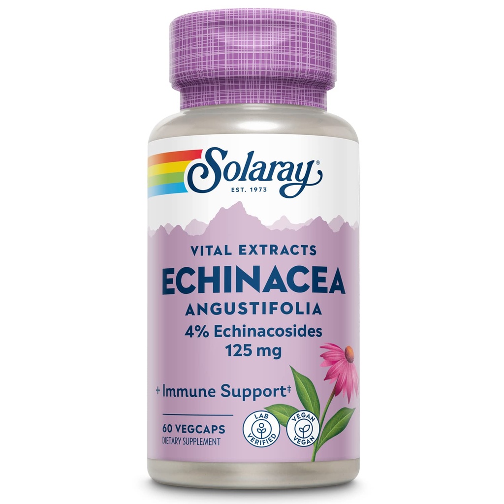 SOLARAY Echinacea Angustifolia Root Extract 125 mg | Healthy Immune & Respiratory Function Support | 60 VegCaps