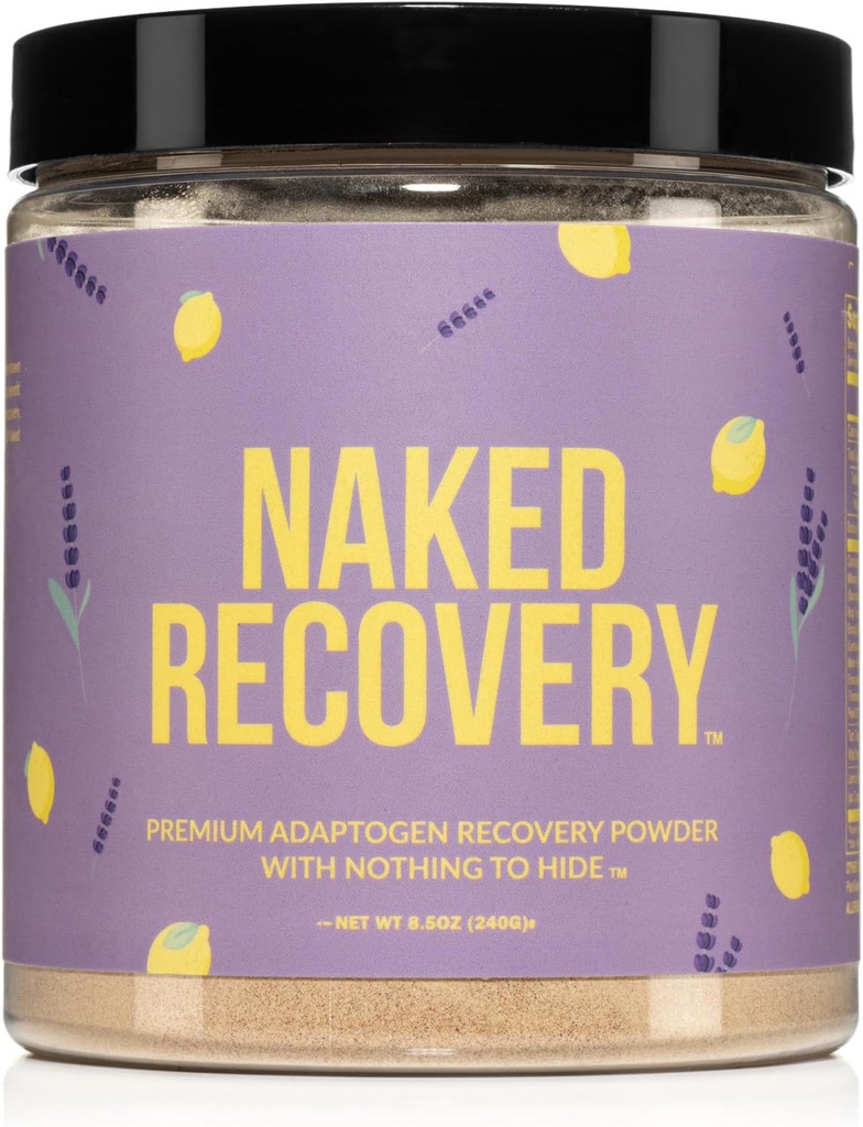 NAKED Recovery - Mushroom Supplement Powder - Lions Mane, Cordyceps, Reishi, Tart Cherries, Lemon Balm - Adaptogen Wellness Formel, Stress Relief, Muscle Recovery - 30 portioner