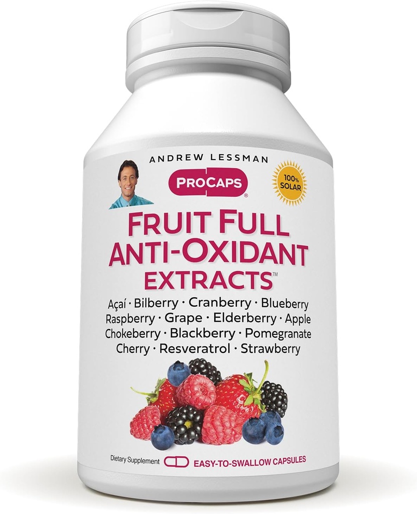 ANDREW LESSMAN Fruit Full Anti-Oxidant Extracts 360 Capsules - 14 Natural Fruit and Berry Extracts. Bilberry, Cranberry, Grape Seed, гранат, ресвератрол и многое другое.