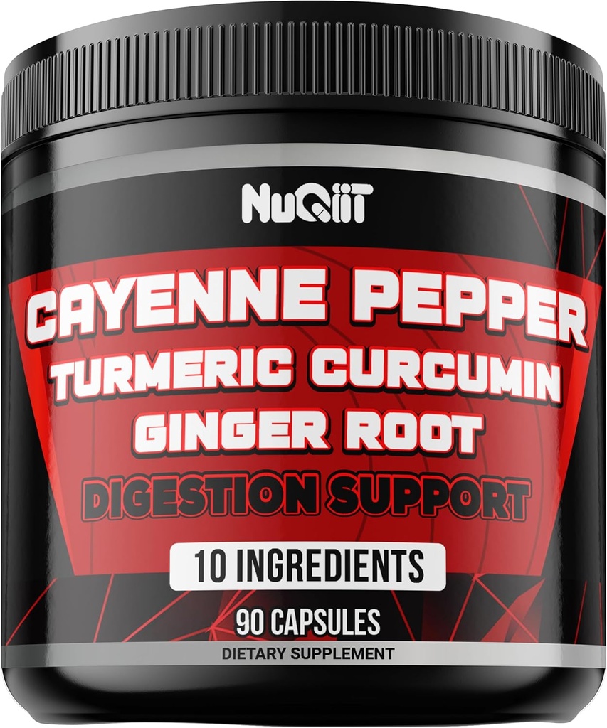 Cayenne Pepper Supplements with Turmeric Curcumin Root, Ginger Root, Citrus Bergamot & More - Saúde Digestiva, Sistema Imune, Saúde do Coração & Saúde Conjunta - 90 Cápsulas