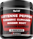 Cayenne Pepper Doplňky s Turmeric Curcumin Root, Ginger Root, Citrus Bergamot & More - Digestivní zdraví, imunitní systém, srdeční zdraví a společné zdraví - 90 Kapsle