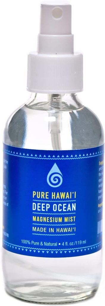 Pure Hawaii Deep Ocean Magnesium Mist Spray 100% Puro & Natural 4oz. Botella – Puro Magnesium Chloride – Hecho en Hawaii