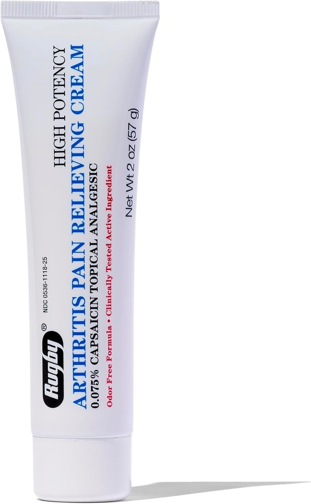 Rugby High Potency Capsaicin % 0,075 Cream - Artritisaren Pain Relief Cream - 2 Oz (57g), (1 Pack)