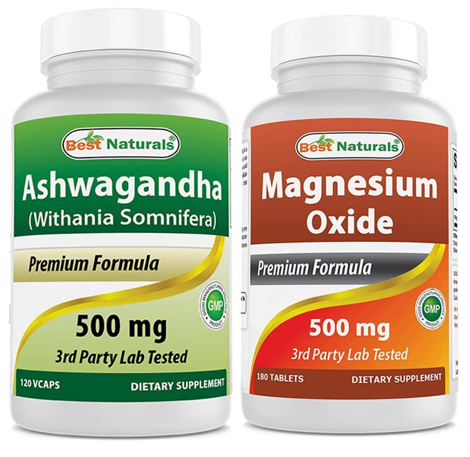 Best Naturals Ashwagandha Extract 500 Mg & Magnesium Oxide 500 mg