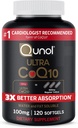 Qunol CoQ10 100mg Softgels, Qunol Ultra CoQ10 100mg, 3x lepší absorpce, Antioxidant pro srdeční zdraví a výrobu energie, Coenzym Q10 Vitamíny a doplňky, 120 Počet (balení 24)