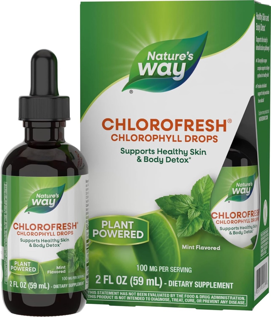 Nature's Way Chlorofresh, Liquid Chrophyll Conцентрат капки, вътрешен дезодорант *, поддържа Detoxification Pathways *, мента Ароматизирани, 2 Fl. Oz.