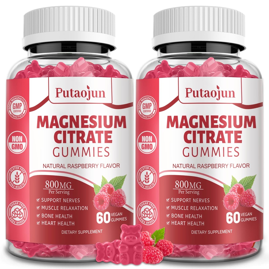 Magnesium Citrate Gummies | Magnesium Supplement for Adults | High Absorption Magnesium Supplement | Vegan, Non-GMO Magnesium Gummies | 120 Raspberry Flavor (Pack of 2)