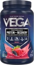 Vega Sport Vegan Protein Powder + Recovery - 30 г растительного белка на сервировку, ягоды, 19 сервировок, 5 г BCAA, пробиотики, сертифицированные NSF, для встряхиваний и смузи, 1,8 фунта (упаковка майская вари)