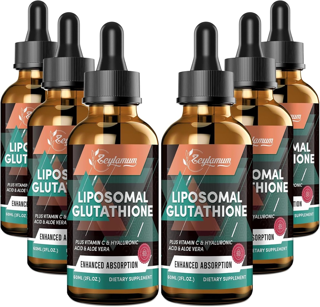 2000MG Liposomal Glutathione Liquid Drops, Ultra High Absorption, Natural Detoxification, Immune System & Skin Supprot*, L-Glutathione, Vitamina C ' Hyaluronic Acid, Capsules Alternative, 12.12 OZ