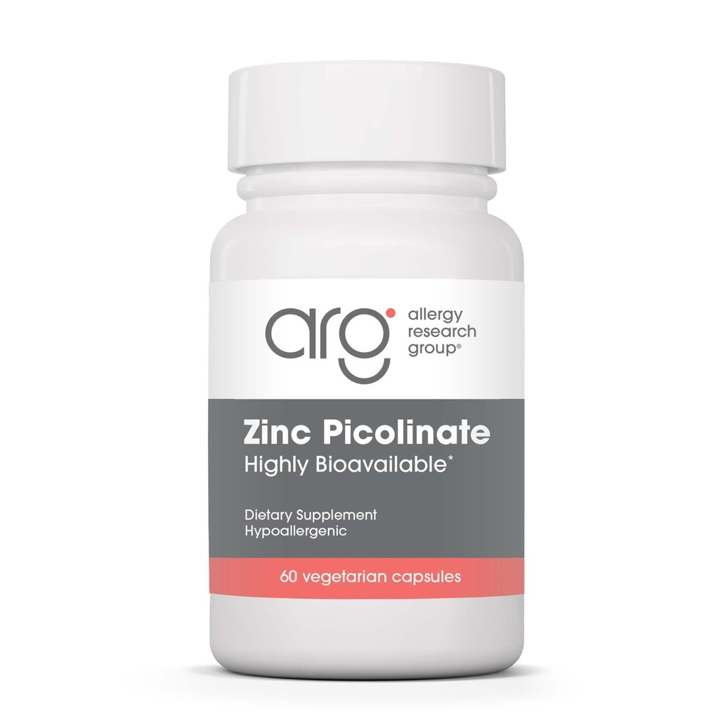 ARG Zinc Picolinate - Supports Healthy Immune System - Delivers 25 mg of Zinc - Highly Bioavailable Superior Absorption - Vegetarian & Hypoallergenic - 60 Servings - 60 Capsules