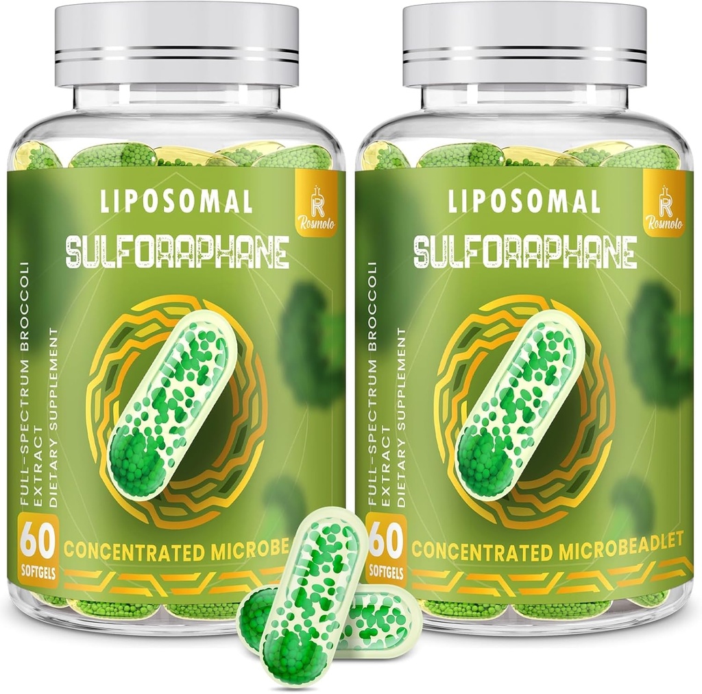 800 MG Liposomal Sulforaphane, Maksimum Aborpsoreksiya və Potensiya üçün güclü Dual-Delivery, Tam-Spectrum Broccoli özü, Antioksid və Liver Supplement, 120 Softgels