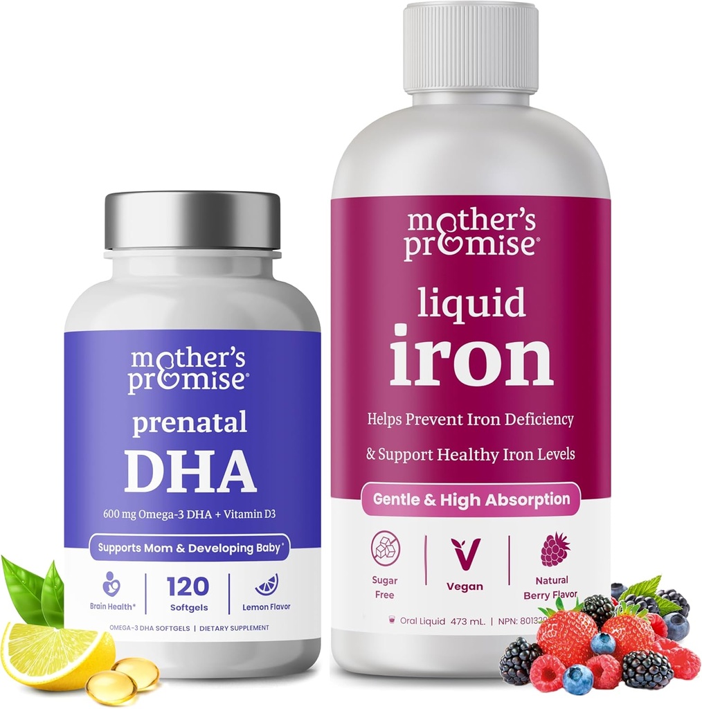 Amaren promesa Prenatal DHA eta Liquid Iron Bundle