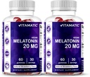 Vitamatic Melatonina 20mg Gummies per adulti, 30 Serve - 60 Conte - Supplemento formativo non abituale (Pacchetto di 2)